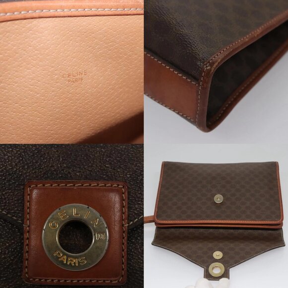 CELINE Macadam Canvas Clutch Bag PVC Leather Brown Auth 115097 - Picture 14 of 14